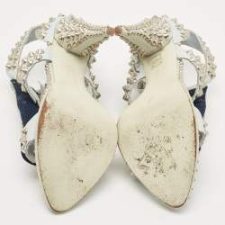 Pre Owned Givenchy Blue Leather Studded Ankle Strap Sandals Size 38