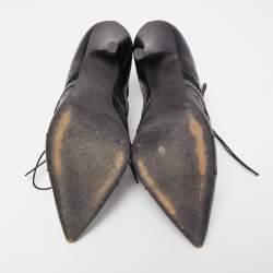 مملوكة مسبقًا Givenchy Black Leather and Lace Pointed Toe Ankle Booties Size 39