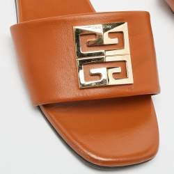 Givenchy Beige Leather 4G Flat Slides Size 38.5
