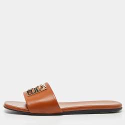 Givenchy Beige Leather 4G Flat Slides Size 38.5