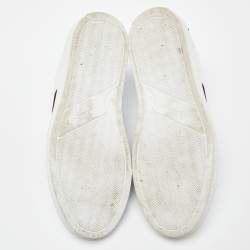 Pre Owned Givenchy White/Burgundy Leather and Logo Stretch Band Urban Street Slip On Sneakers Size 38