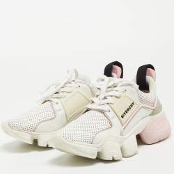 Givenchy White/Grey Leather and Suede Jaw Low Top Sneakers Size 39