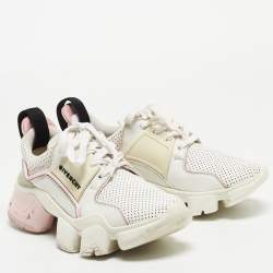 Givenchy White/Grey Leather and Suede Jaw Low Top Sneakers Size 39