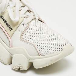 Givenchy White/Grey Leather and Suede Jaw Low Top Sneakers Size 39
