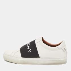 Pre Owned Givenchy White/Black Leather And Elastic Band Urban Street Slip On Sneakers Size 39