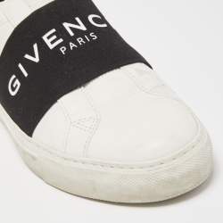 Pre Owned Givenchy White/Black Leather And Elastic Band Urban Street Slip On Sneakers Size 39