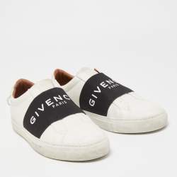 Pre Owned Givenchy White/Black Leather And Elastic Band Urban Street Slip On Sneakers Size 39