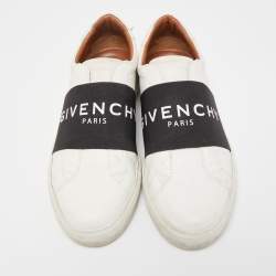 Pre Owned Givenchy White/Black Leather And Elastic Band Urban Street Slip On Sneakers Size 39