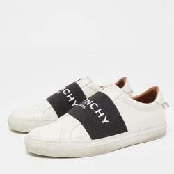 Pre Owned Givenchy White/Black Leather And Elastic Band Urban Street Slip On Sneakers Size 39