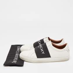 Pre Owned Givenchy White/Black Leather And Elastic Band Urban Street Slip On Sneakers Size 39