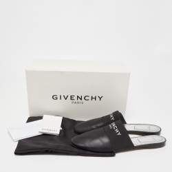 Givenchy Black Leather Logo Mules Size 40
