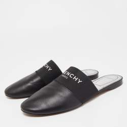Givenchy Black Leather Logo Mules Size 40