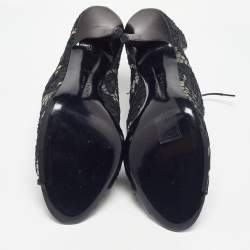 Pre Owned Givenchy Black Lace Open Toe Lace Up Ankle Booties Size 39.5