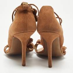 Givenchy Brown Suede Ankle Tie Sandals Size 37.5