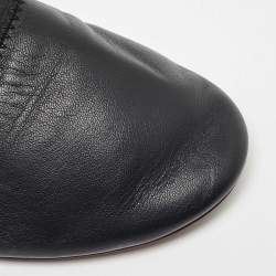 Givenchy Black Leather and Elastic Bedford Logo Mules Size 37.5
