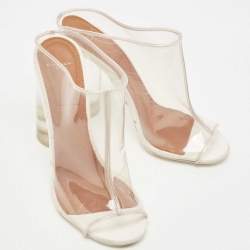 Givenchy Transparent PVC Perspex Cylindrical Heel Peep Toe Mules Size 37