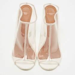 Givenchy Transparent PVC Perspex Cylindrical Heel Peep Toe Mules Size 37