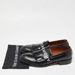 مملوكة مسبقًا Givenchy Black Leather Fringe Detail Slip On Loafers Size 45