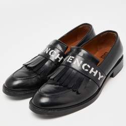 مملوكة مسبقًا Givenchy Black Leather Fringe Detail Slip On Loafers Size 45