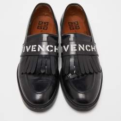 مملوكة مسبقًا Givenchy Black Leather Fringe Detail Slip On Loafers Size 45