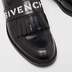 مملوكة مسبقًا Givenchy Black Leather Fringe Detail Slip On Loafers Size 45