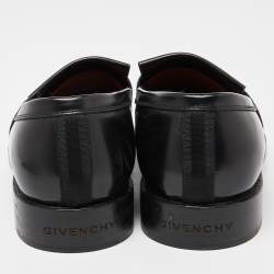 مملوكة مسبقًا Givenchy Black Leather Fringe Detail Slip On Loafers Size 45