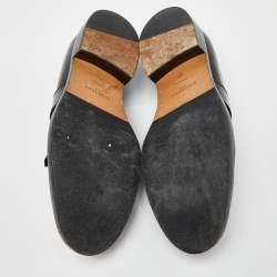 مملوكة مسبقًا Givenchy Black Leather Fringe Detail Slip On Loafers Size 45