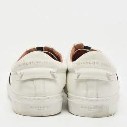 Pre Owned Givenchy White/Black Leather Urban Street Logo Slip On Sneakers Size 38