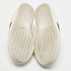 Pre Owned Givenchy White/Black Leather Urban Street Logo Slip On Sneakers Size 38