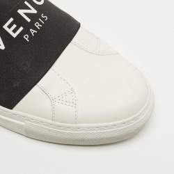 Pre Owned Givenchy White/Black Leather Urban Street Logo Slip On Sneakers Size 38