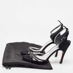 مملوكة مسبقًا Givenchy Black Suede Crystal Embellished Strappy Sandals Size 40
