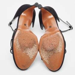 مملوكة مسبقًا Givenchy Black Suede Crystal Embellished Strappy Sandals Size 40