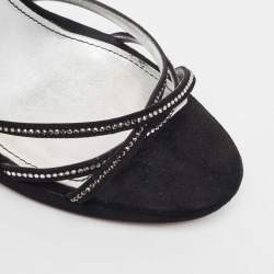 مملوكة مسبقًا Givenchy Black Suede Crystal Embellished Strappy Sandals Size 40