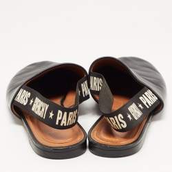 Pre Owned Givenchy Black Leather Rivington Slingback Flats Size 38