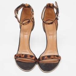 Pre Owned Givenchy Two Tone Animal Print Calf Hair Nadia Sandals Size 39