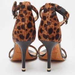 Pre Owned Givenchy Two Tone Animal Print Calf Hair Nadia Sandals Size 39