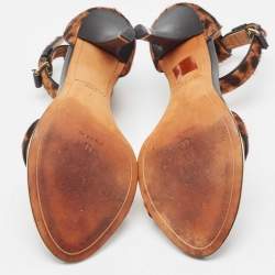 Pre Owned Givenchy Two Tone Animal Print Calf Hair Nadia Sandals Size 39