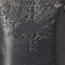 Pre Owned Givenchy Black Leather and Elastic Logo Flat Mules Size 36