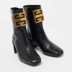 Givenchy Black Leather 4G Ankle Boots Size 36