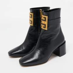 Givenchy Black Leather 4G Ankle Boots Size 36