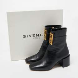 Givenchy Black Leather 4G Ankle Boots Size 36