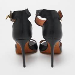 Givenchy Black Leather Shark Lock Sandals Size 38.5