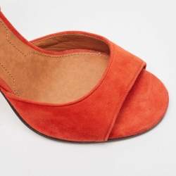 Givenchy Orange Suede Shark Lock  Ankle Strap Sandals Size 38