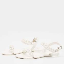 Givenchy White Jelly Chain-Link Flat Sandals Size 38