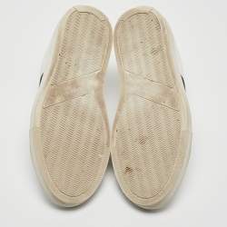 Pre Owned Givenchy White/Black Leather and Elastic Logo Sneakers Size 37