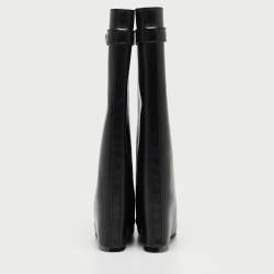 Givenchy Black Leather Shark Lock Knee High Boots Size 37