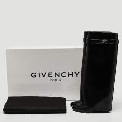 Givenchy Black Leather Shark Lock Knee High Boots Size 37