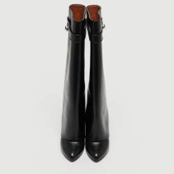Givenchy Black Leather Shark Lock Knee High Boots Size 37