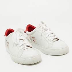 Givenchy White/Red Leather Reverse Sneakers Size 36