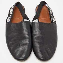 Pre Owned Givenchy Black Leather Rivington Slingback Flat Sandals Size 37